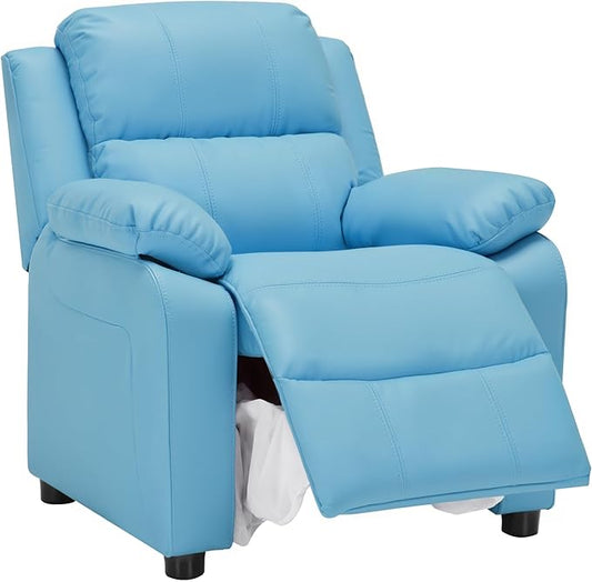 JC Home Macaron Kids Reclining Chair Leather Recliner Sofa Push Back Toddler Youth Children Child Ages 2-8