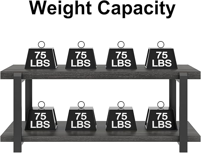 FOLUBAN Modern Coffee Table, Rustic Wood Center Table with Storage for Living Room, Dark Gray