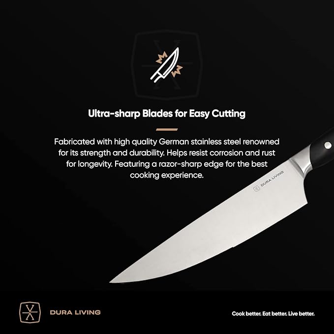 2-Piece Kitchen Knife Set – Ultra Sharp Precision German Stainless Steel Blades, 5” Utility & 3.5” Paring Knife with Ergonomic Handles, Multipurpose for Slicing & Peeling, Black Handle