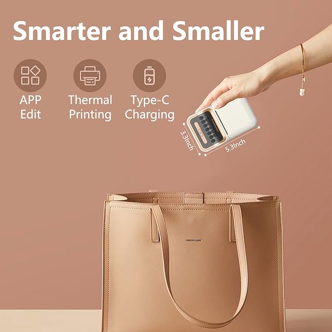 Wireless Mini Retro Label Maker Machine with Tape,Bluetooth Portable Thermal Sticker Printer for Phone,Small Business, Address, Logo, Qr Code, Food,Home, Kitchen,with 50×30mm Label (White)