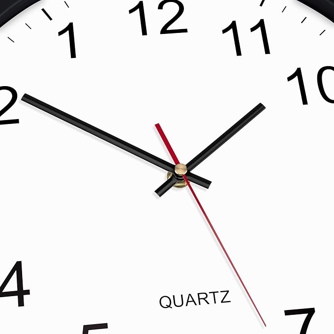 Foxtop Black Backwards Wall Clock, Runs Counterclockwise, 12 Inch Silent Non Ticking Battery Operated Round Analog Wall Clock for Office Living Room Bedroom Home Classroom