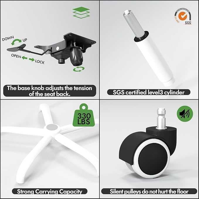 Ergonomic Office Chair: Mesh Desk Chair with Adjustable Lumbar Support 330lbs High Back Computer Gaming Chair - Work Chairs with Flip-Up Arms for Long Hours-Adults Home Office (Pink)