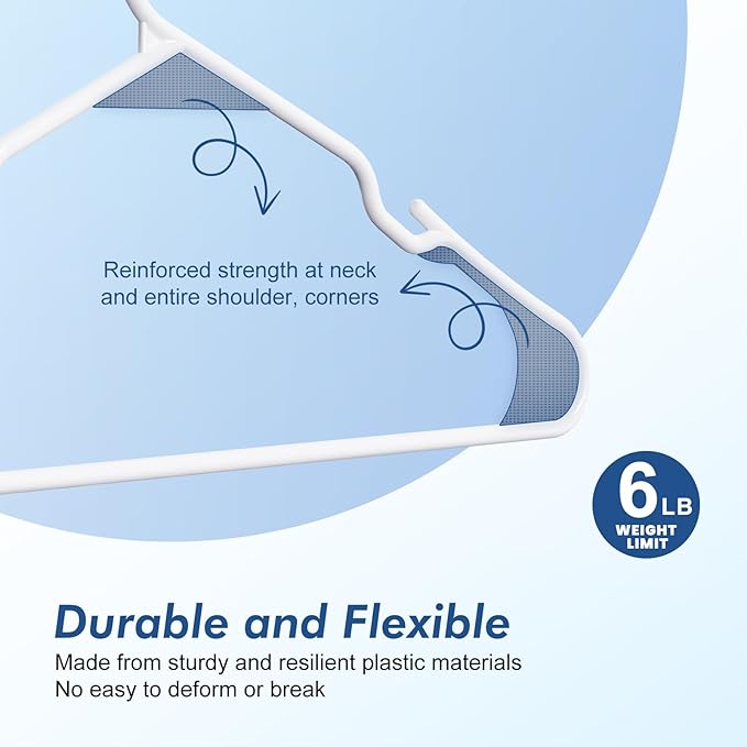 HOUSE DAY Premium Plastic Hangers 10 Pack, Clothes Hanger Space Saving, Heavy Duty Coat Hanger - Durable and Strong Closet Organizers and Storage Makes It Ideal Dorm Room Essentials (White)