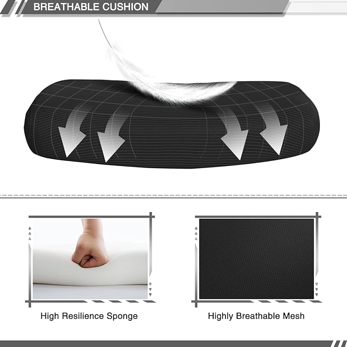 Qulomvs Mesh Ergonomic Office Chair with Footrest Home Office Desk Chair with Headrest and Backrest 90-135 Adjustable Computer Executive Desk Chair with Wheels 360 Swivel Task Chair