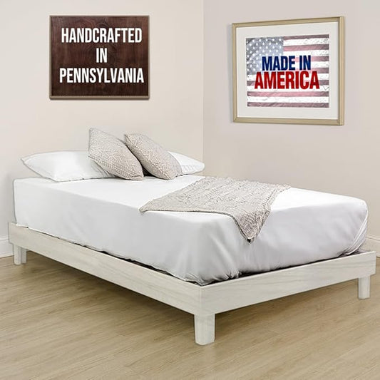 Solid Hardwood Platform Bed Frame with Slats, Quality Crafted in Pennsylvania, USA from Poplar by Mennonite Artisans, No Box Spring Needed, Easy Assembly