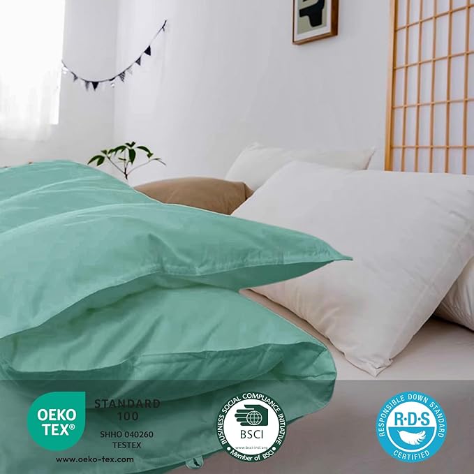 zzlamb Warm Baby Quilt Crib Comforter Small Duvet Insert, Toddler Down Comforter Kids Crib Down Throw Blanket, Lightweight Soft Brushed Noiseless Shell Down Proof Machine Washable, Aqua 41x48in