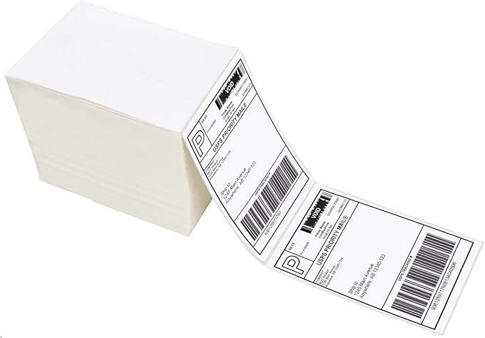 Sale4Less 2000 Fanfold 4 x 6 Direct Thermal Shipping Labels - Label Compatible DYMO Label writer Rollo & Zebra with Perforated line for Thermal Printers labels - Commercial Grade - Manufactured By UPS