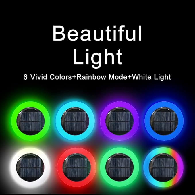 4 Pack 20 Lumens Colorful Solar Ground Lights,Pool Lights Solar Powered with Colorful & White LEDs for Pool Area, Ground, Pathway, Yard, Patio, Lawn and Garden