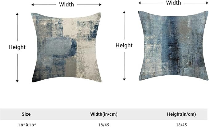 Boho Pillow Covers 18x18 Pack of 2 Blue Art Painting Decorative Throw Pillow Covers Outdoor Decor,Bohemian Abstract Modern Decor Pillowcase Farmhouse Linen Cushion Case for Home Couch Sofa