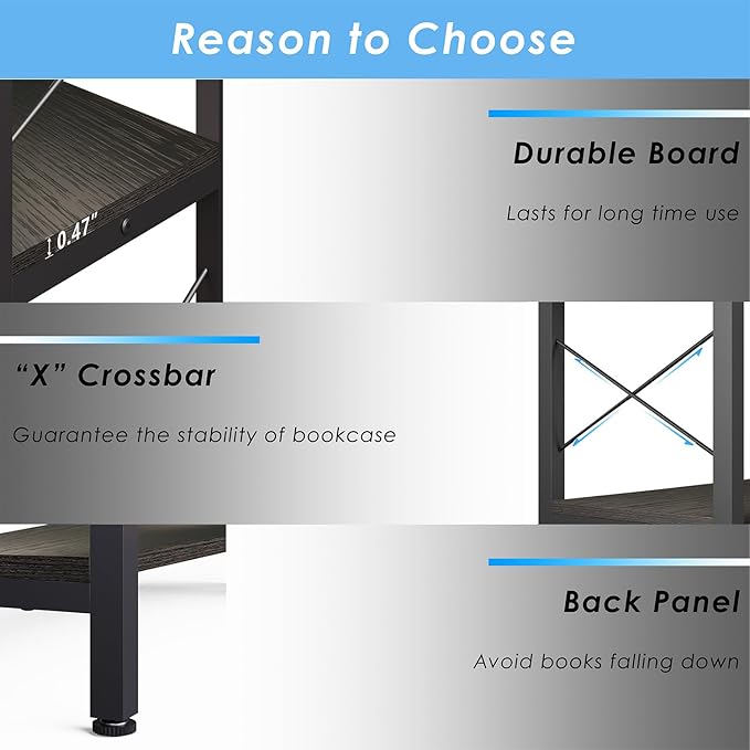 Corner Bookshelves and Bookcases Industrial Corner Etagere Bookcase L Shaped Shelf 6 Tiers with Metal Frame for Living Room Home Office