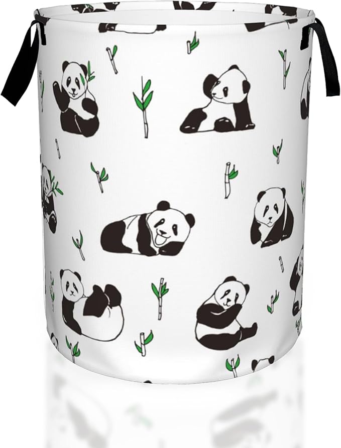Laundry Hamper, Cute Pandas Animal Laundry Basket,Waterproof Foldable Storage Bin for Bedroom,Clothes Organizer Basket,Toys Box 16x20 Inch