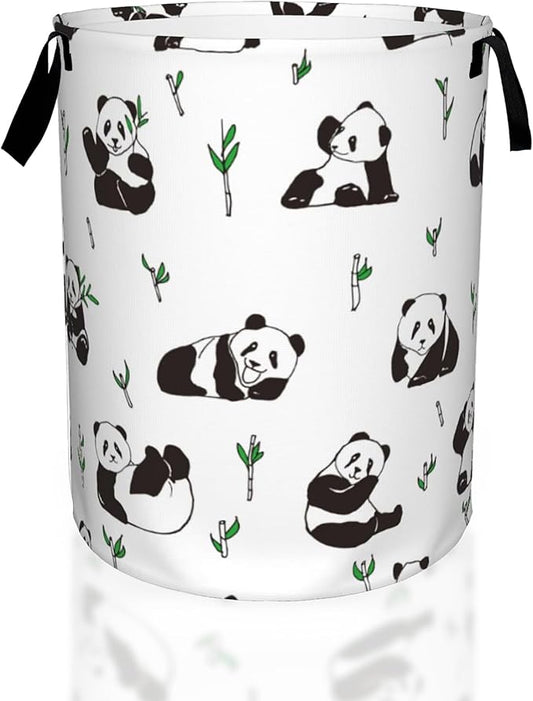 Laundry Hamper, Cute Pandas Animal Laundry Basket,Waterproof Foldable Storage Bin for Bedroom,Clothes Organizer Basket,Toys Box 16x20 Inch