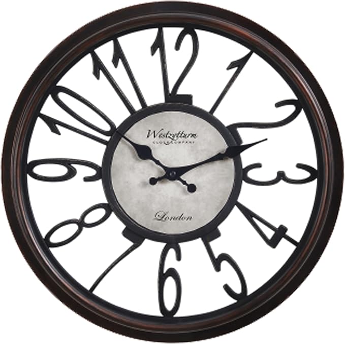 16 Inch Retro Black Wall Clock, Silent Non-Ticking Battery Operated Round Vintage Clock with Arabic Numerals,Decorative Living Room, Kitchen, Bedroom Decor