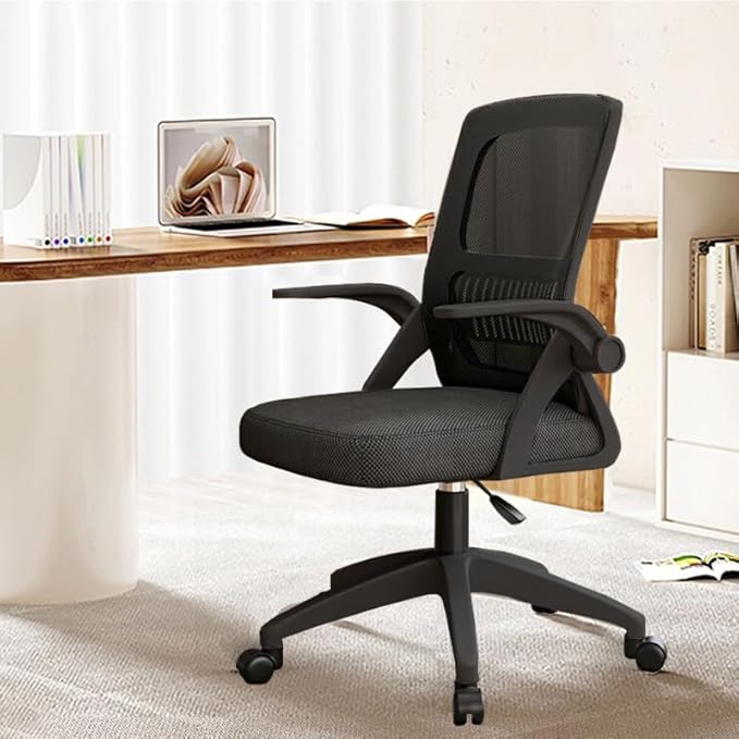 Home Office Chair Ergonomic Breathable Mesh Chair High Back with Adjustable Height Swivel with Flip-Up Arms and Lumbar Support