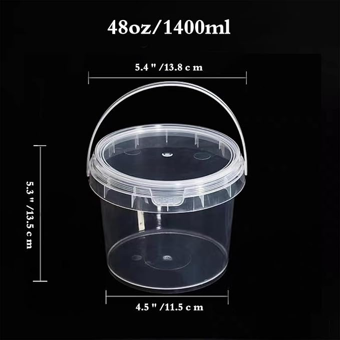 SHPii 48 oz Ice Cream Tub with Lid, Tamper Proof, BPA Free, Freezer and Microwave Safe Food Storage Container, Reusable Airtight Container, Leak Proof Tub for Snacks Deli Fruits, Drinks.(10 pack)