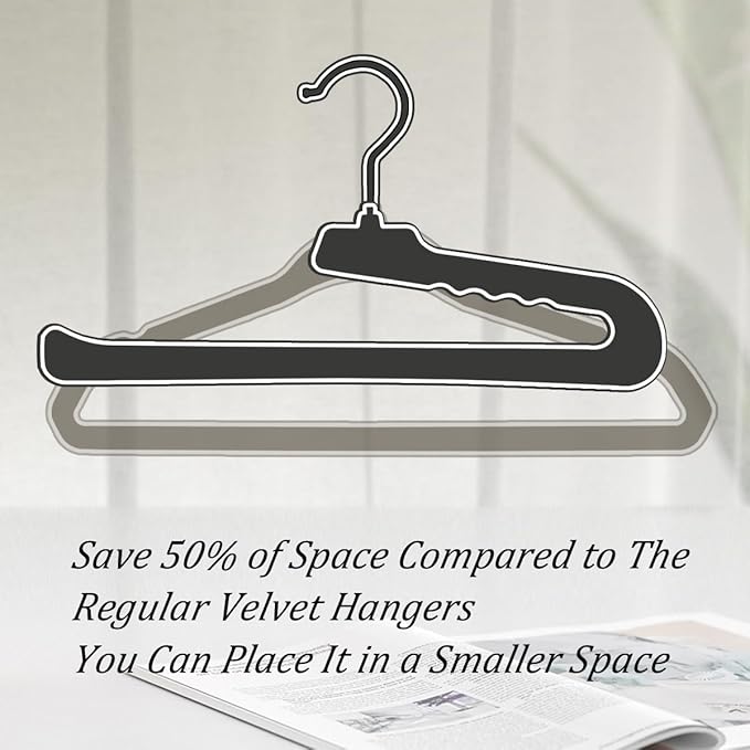 Velvet Pants Hangers,8 Pack Black Non Slip Felt Slack/Trouser,Slim & Sleek Heavy Duty Space Saving Closet Hangers with 360° Swivel Hook,Tank Top for Shorts,Jeans,Suit Pants,Towel