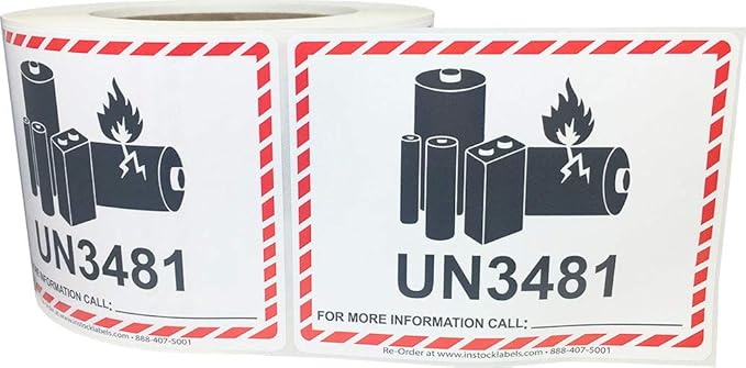 InStockLabels Lithium-Ion Battery Caution Label Stickers, 500 Labels, 3.25 x 4.25 Inch - Fragile Stickers for Shipping & Moving Lithium Ion Batteries, Strong Adhesive Safety Shipping Labels