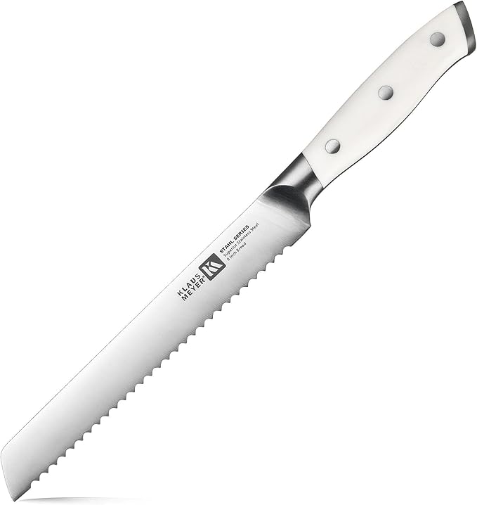 Stahl High Carbon Exclusive German Steel 8 inch Bread Knife (White)
