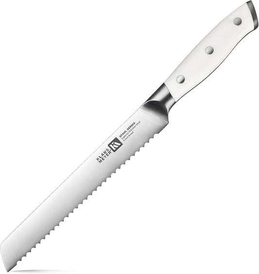 Stahl High Carbon Exclusive German Steel 8 inch Bread Knife (White)