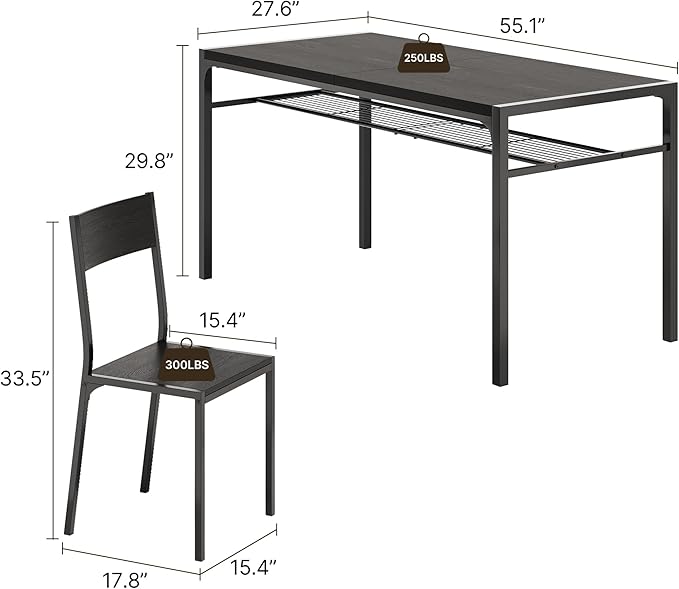 Gizoon Dining Table Set for 6 with Chairs, 7-Piece Kitchen Table Set for Small Space, Apartment, Kitchen, Dining Room, Space-Saving