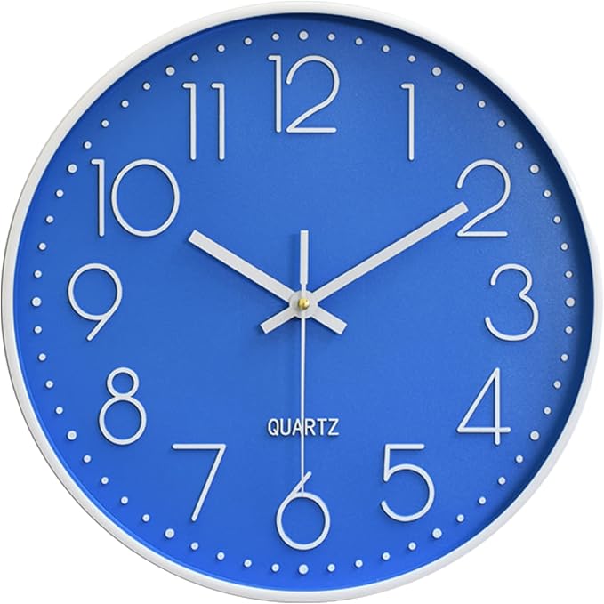 Large Digital Wall Clock 12 Inch Simple Silent Wall Clocks Decorative Clock for Bathroom, Living Room, Kitchen, Classroom, Office Easy to Read - Blue