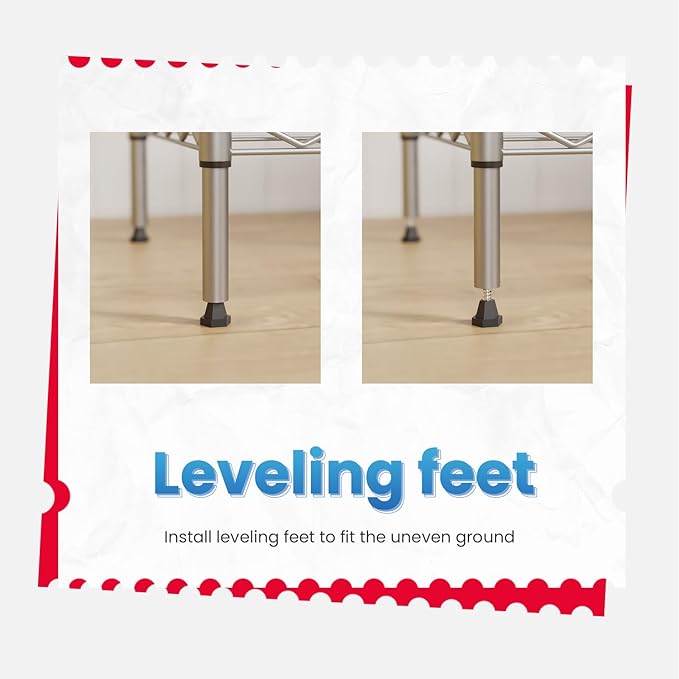 5 Tier Layer Rack Metal Shelf Commercial Storage Shelves for Storage Heavy Duty Metal Storage Shelves Durable and Versatile Storage Solution for Restaurant Garage Pantry Bathroom Office Kitchen