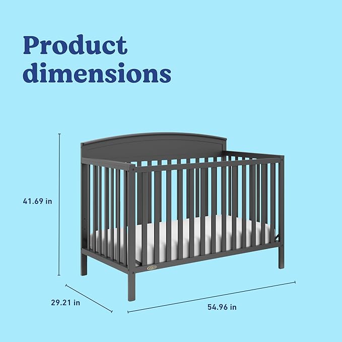 Graco Benton 5-in-1 Convertible Crib (Gray) – GREENGUARD Gold Certified, Converts from Baby Crib to Toddler Bed, Daybed and Full-Size Bed, Fits Standard Full-Size Crib Mattress