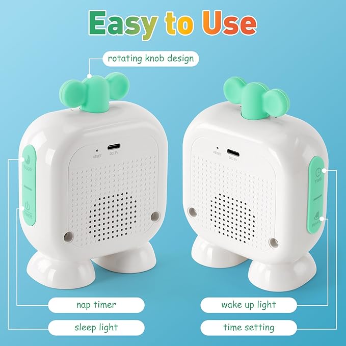 Kids Alarm Clock Ok to Wake with Green Light Red Light, Nap Timer, Robot Toddler Sleep Training Clock for Children (Yellow)