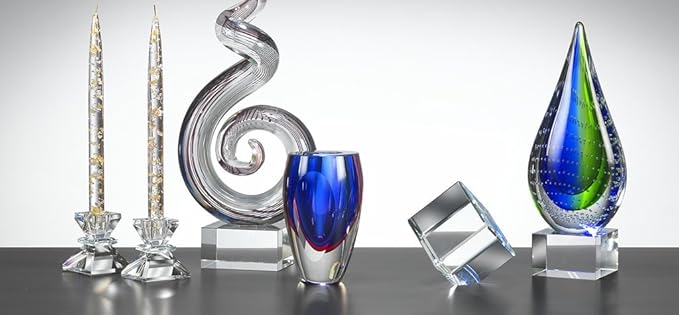 Badash Blue-Green Murano-Style Art Glass Centerpiece - 10.5" Tall Mouth-Blown Teardrop Glass Sculpture on Crystal Base - Contemporary Home Decor Accent Piece