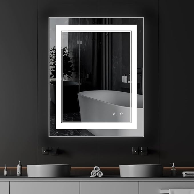 40X32 LED Bathroom Mirror with Lights,Anti-Fog,Dimmable,Lighted Bathroom Vanity Mirror for Wall, Memory Function, Waterproof, Tempered Glass