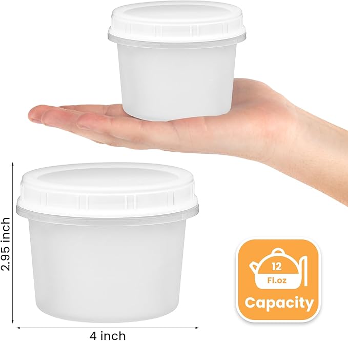 TUZAZO 12 Oz Food Storage Containers with Screw Lids, 6-Count Reusable Small Plastic Soup Containers for Portion and Meal Prep | Microwave-, Freezer-, Dishwasher-Safe | BPA Free