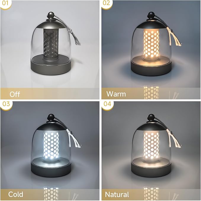 Touch Night Light with Dimmable & Adjustable Color Temperature, USB Rechargeable Portable Bedside Lamp for Bedroom Living Room Baby Nursery – 9 Hour Long Battery Life (Grey)