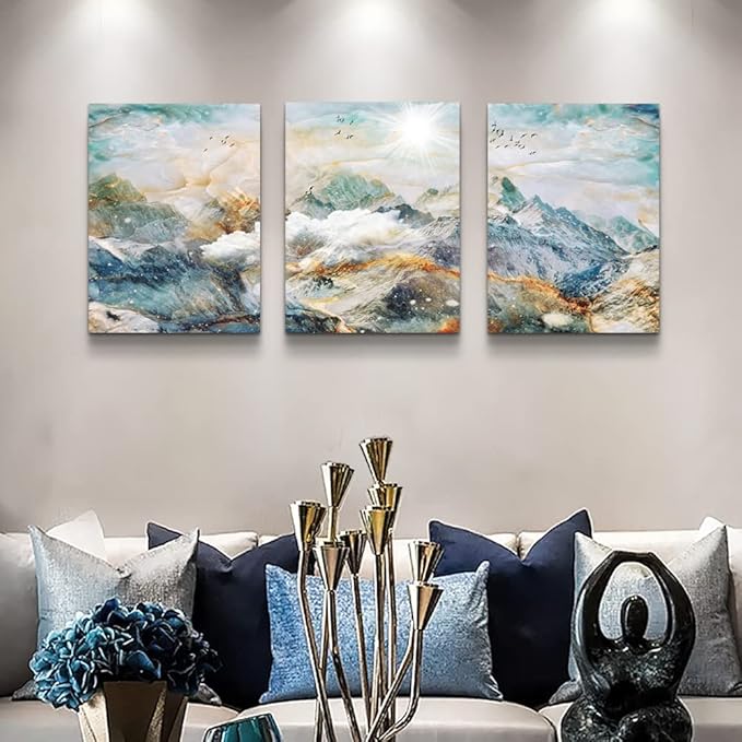 Abstract Canvas Wall Art For Living Room Canvas Prints Artwork Bedroom Wall Decor Abstract Mountain Landscape Painting Room Decor Pictures Artwork Office Wall Decorations Farmhouse Home Decor 3 Piece