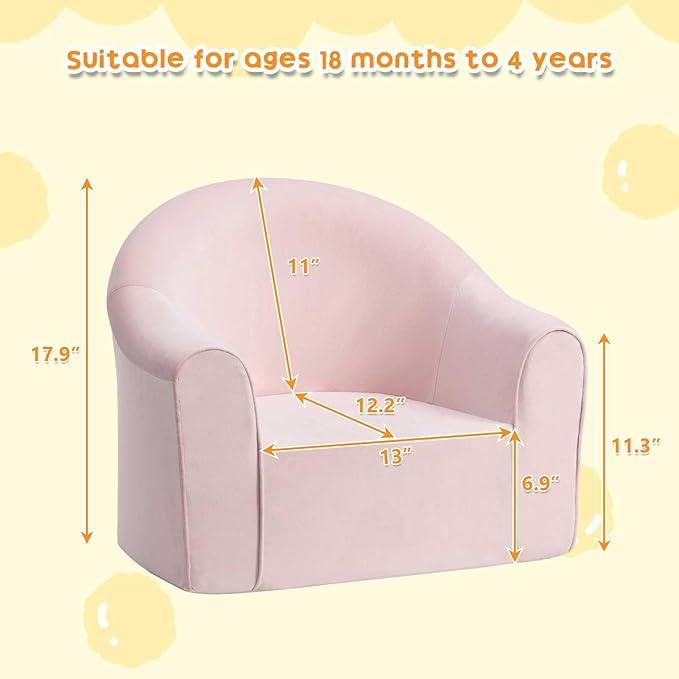 ALIMORDEN Adorable Toddler Chair, Snuggly Soft Foam Seat for Little Ones with Removable Washable Cover - Small Kids Reading Couch, Pink