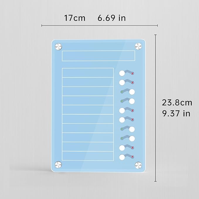 NiHome Acrylic Magnetic To Do List Planning Board with Sliders & Desktop Stand, Kids & Adults Chore Chart, Checklist Routine Chart Task Board for Fridge & Desk, For Magnetic Metal Surfaces Only (Blue)