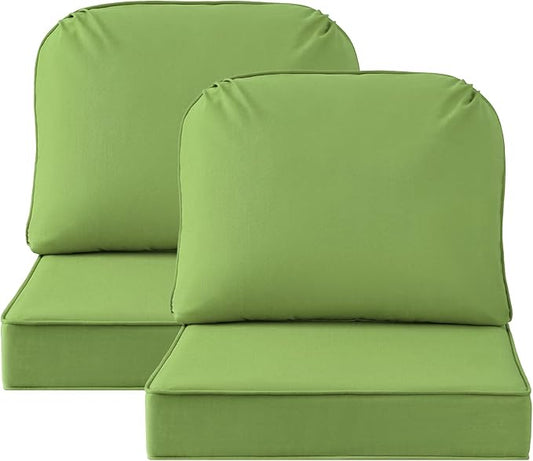 Outdoor Sunbrella Cushions for Patio Furniture Set of 2, 24"x24" Water Repellent Chair Cushions Removable Seat Bottom & Back Cushion Covers for Chair, Sofa, Couch, Canvas Ginkgo