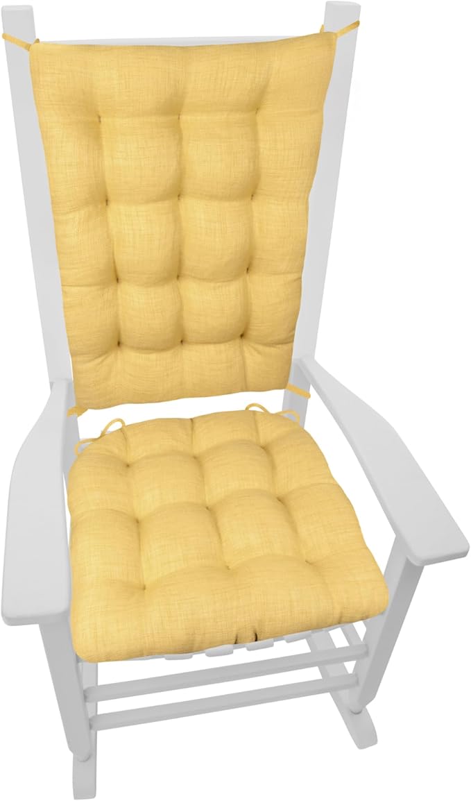 Rave Yellow Gold Porch Rocker Cushion Set- Extra-Large - Indoor-Outdoor: Fade Resistant, Weatherproof - Latex Foam Filled Rocking Chair Seat Cushion & Backrest Pad Set - Solid Color