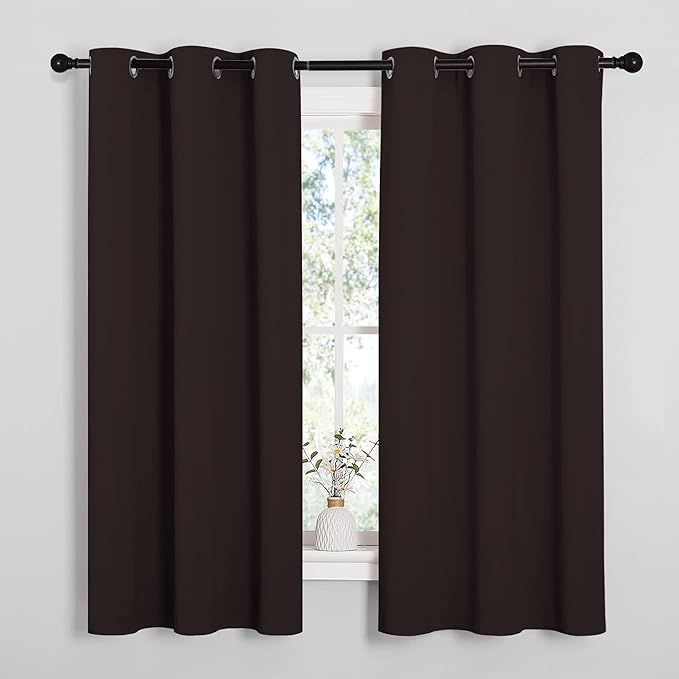 NICETOWN Toffee Brown Blackout Curtains 68 inches Length for Laundry Room, 2 Panels, 42" Wide, Thermal Insulated Decoration Drapes for Office Window