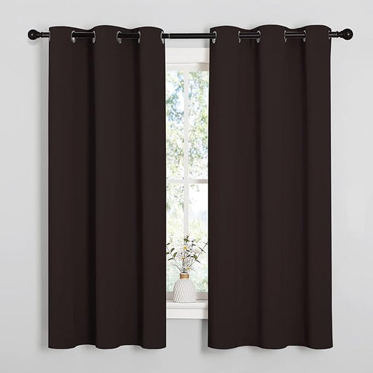 NICETOWN Toffee Brown Blackout Curtains 68 inches Length for Laundry Room, 2 Panels, 42" Wide, Thermal Insulated Decoration Drapes for Office Window