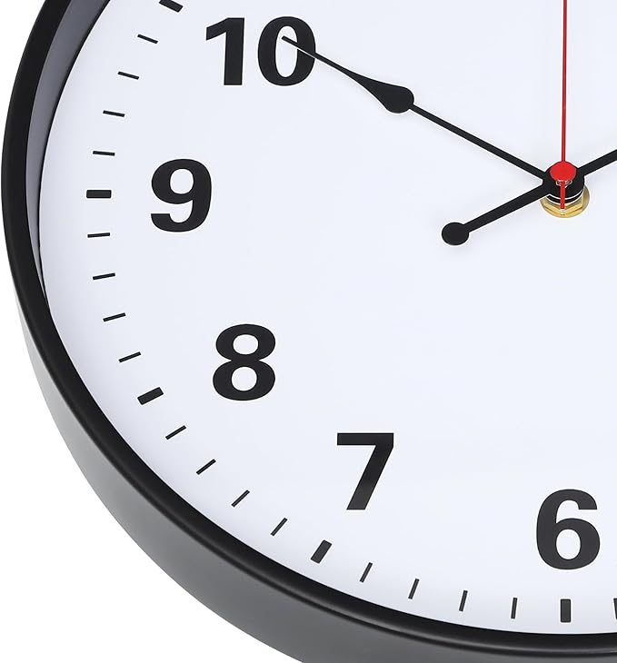 LEIKE Metal Wall Clock 12IN Black, Retro Silent Quartz Battery Operated, Decorative for Patio, Kitchen, Living Room, Bedroom, Pool