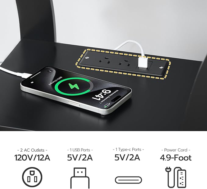 End Table with Charging Station, Set of 2, Side Table with USB Ports and Outlets, 3 Tier Nightstand with Storage Shelf for Small Spaces, Living Room, Bedroom, Black ETBK53E01S2