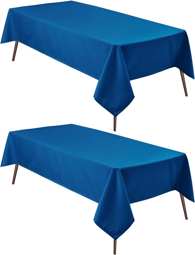 Hiasan 2 Pieces Royal Blue Tablecloth Rectangle - Waterproof and Washable Fabric Table Cloth for Card Tables, 60 x 84 Inch