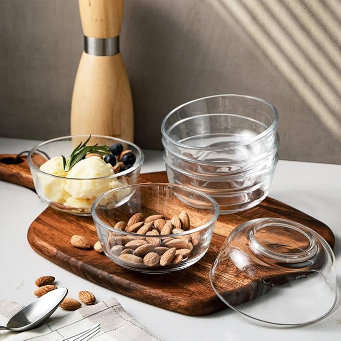 Sweejar Small Glass Bowls Set, 8 oz Prep Bowls for Cooking, 4 inch Bowls for Kitchen, Dessert Bowls for Ice Cream, Serving Bowls for Dipping, 10 pack