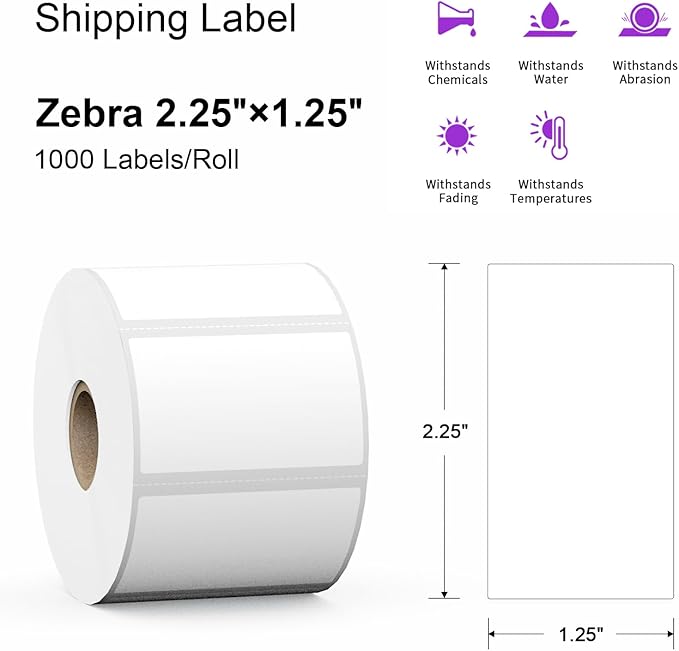 12 Rolls 12000 Labels 2.25" x 1.25" Direct Thermal Labels - AveneMark Perforated for Barcode Address Labels - Postage Shipping Labels Compatible with Rollo & Zebra Desktop Printers,1000 Labels/Roll