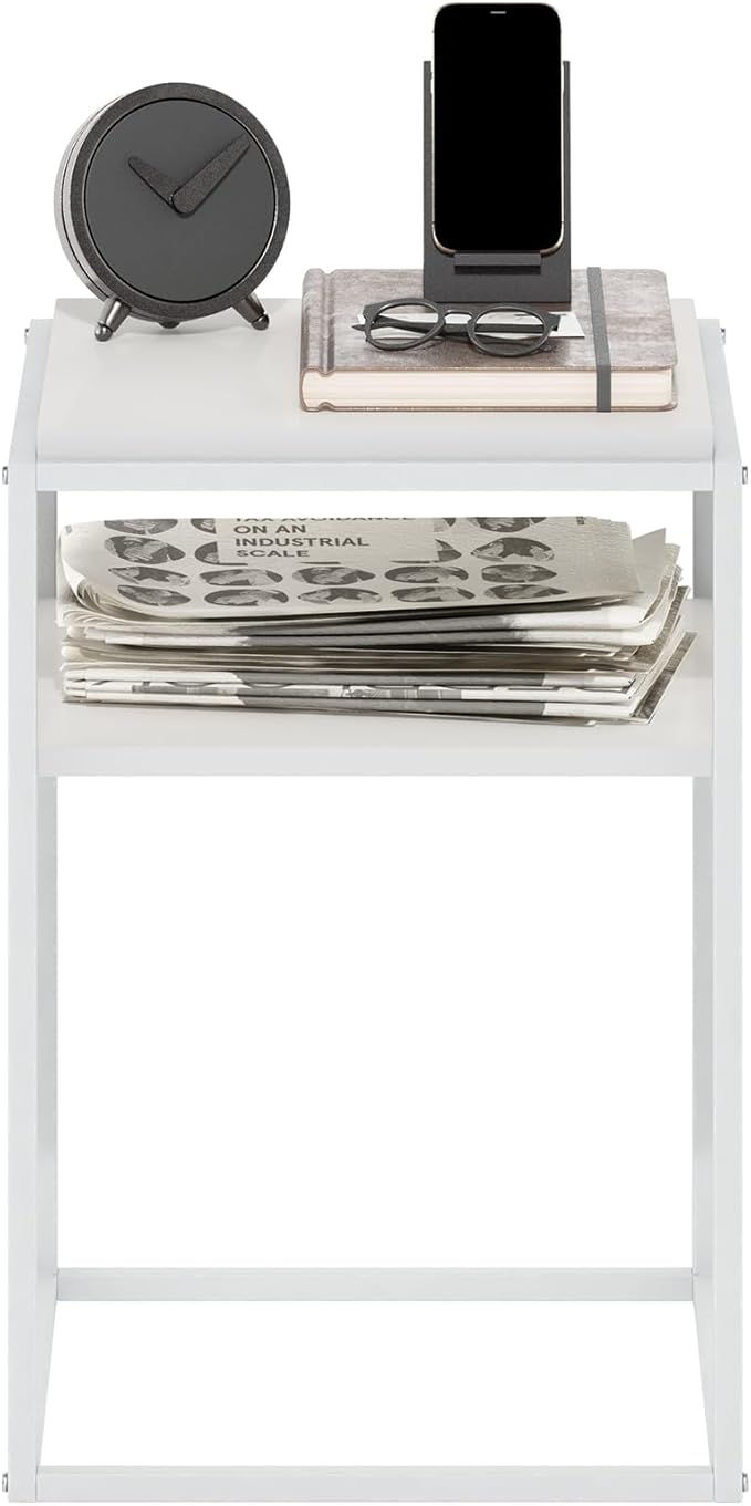 Furinno Moretti Modern Lifestyle Stackable Shelf, 2-Tier, Solid White/White