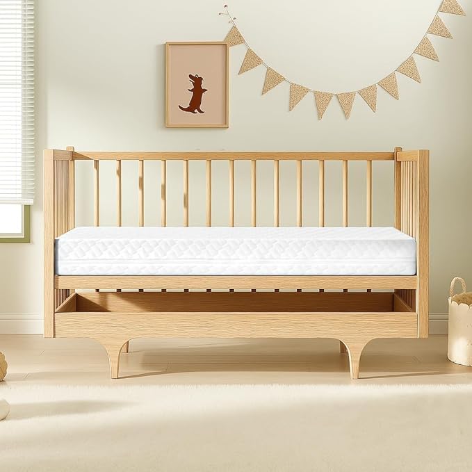 Crib Mattress, Dual-Sided Breathable Baby and Toddler Memory Foam Mattress with Removable and Washable Cover, 100% Knitted Fabric, Fits Standard Cribs and Toddler Beds, 52" x 28" x 5"