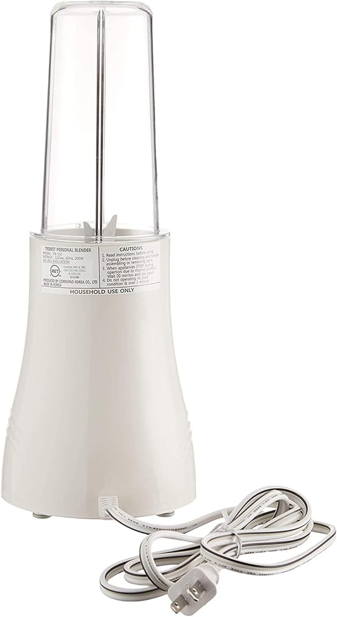 Tribest PB-250 Kitchen Grinder & Personal Blender for Shakes and Smoothies with BPA-Free Portable Blender Cups, White