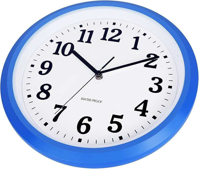 Caysie 12 Inch Sealed Indoor Outdoor Waterproof Wall Clock, Durable Silent Non-Ticking Battery Operated Quality Quartz Round Clock, Wall Decorative for Patio, Pool, Bathroom (Blue)