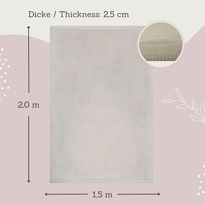 Premium Baby Play Mat 60”x80” Light Gray – Cloud-Soft Coral Velvet Memory Foam Rug for Crawling & Play – Non-Slip, Water-Repellent, Easy-Care Tummy Time Mat – Non-Toxic Padded Playmat