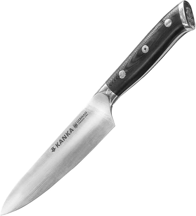 KANKA 5 Inch Utility Kitchen Knife – German Stainless Steel Professional Cutlery with Premium Fiberglass Handle, Razor Sharp Blade for Cutting, Slicing, Carving, Peeling, Fruit & Meat